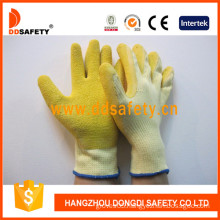 White Cotton Shell Yellow Latex Coated Working Gloves (DKL323)